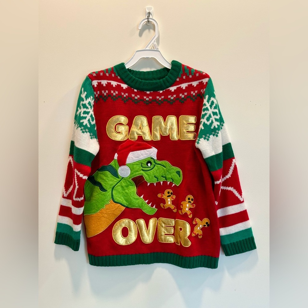 Festive Dinosaur Christmas Sweater